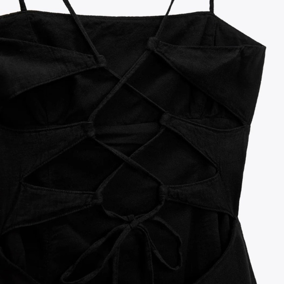 Black Linen Mini Dress - Picture 7 of 11